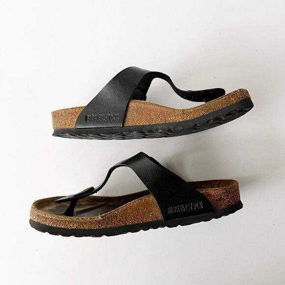 Birkenstock Gizeh Birko-Flor Vegan Faux Leather Black Sandals‎ Size 36 Reg 5-5.5 - Picture 4 of 10